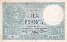 France, 10 Francs, 1941, VF, p84
There are pinholes
