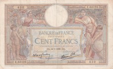France, 100 Francs, 1939, VF(+), p86b
There are pinholes