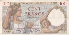 France, 100 Francs, 1940, XF, p94