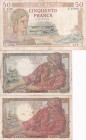 France, 20-50 Francs, VF(+), (Total 3 banknotes)
20 Francs (2 pcs.), 1968, p150; 50 Francs, 1940, p85b, Natural
