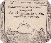 France, assignat, 50 Sols, 1793, VF, pA70