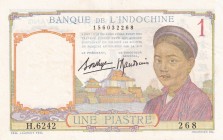 French Indo-China, 1 Piastre, 1936, AUNC, p54b
It has a punch hole.