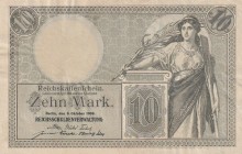 Germany, 10 Mark, 1906, AUNC(-), p9b
7 Digit serial