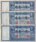 Germany, 100 Mark, 1910, XF, p42, (Total 3 banknotes)