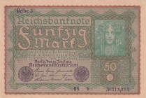 Germany, 50 Mark, 1919, UNC(-), p66
Reichsbanknote