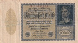 Germany, 10.000 Mark, 1922, FINE(+), p72
Stained