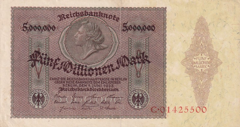 Germany, 5 Millionen Mark, 1923, AUNC(-), p90