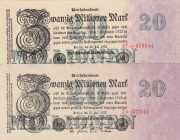 Germany, 20 Millionen Mark, 1923, UNC(-), p97, (Total 2 banknotes)