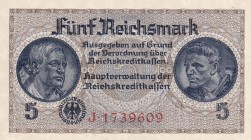 Germany, 5 Reichsmark, 1940-1945, UNC, pR138a
Red serial number, 7 digit serial