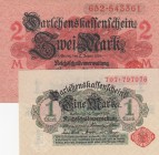 Germany, 1-2 Mark, 1914, UNC, p51; p54, (Total 2 banknotes)