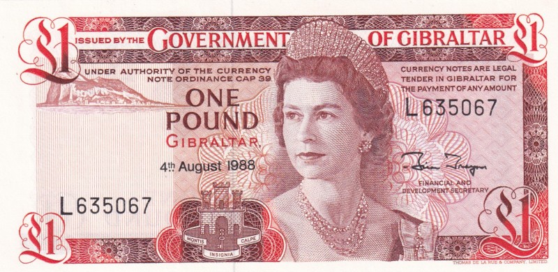 Gibraltar, 1 Pound, 1988, UNC, p20e
Queen Elizabeth II. Potrait