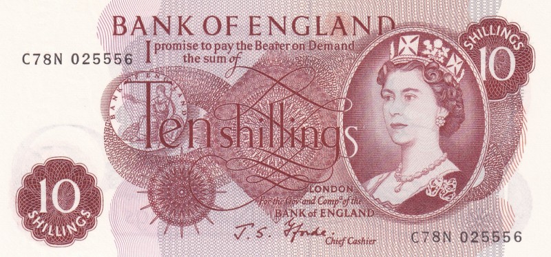 Great Britain, 10 Shillings, 1966/1970, UNC, p373c
Queen Elizabeth II. Potrait