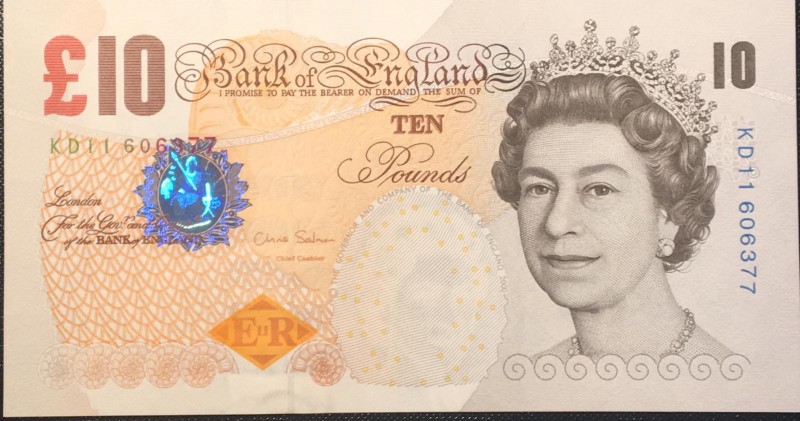 Great Britain, 10 Pounds, 2012, UNC, p389d
Queen Elizabeth II Portrait, Salmon ...