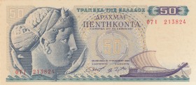 Greece, 50 Drachmai, 1964, UNC, p195
Stained