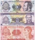 Honduras, 1-2-5 Lempiras, 2012/2014, UNC, p96; p97; p98, (Total 3 banknotes)
1 Lempira, 2012, p96; 2 Lempiras, 2014, p97; 5 Lempiras, 2012, p98