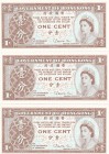 Hong Kong, 1 Cent, 1971-1981, UNC, p325b, (Total 3 banknotes)
Queen Elizabeth II. Potrait