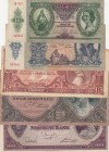Hungary, VF, (Total 5 banknotes)
10 Pengö, 1936, p100; 100,000 B.-Pengö, 1946, p133; 20 Pengö, 1941, p109; 1.000 Pengö, 1945, p118; 100 Pengö, 1945, ...