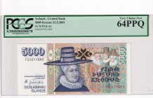 Iceland, 5.000 Kronur, 2001, UNC, p60
PCGS 64 PPQ