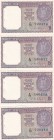 India, 1 Rupee, 1965, UNC, p76c, (Total 4 consecutive banknotes)
It has a punch hole.