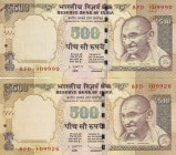 India, 500 Rupees, 2013, UNC, p106, (Total 2 banknotes)
