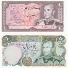 Iran, 20-50 Rials, 1974/1979, UNC, p100b; p101b, (Total 2 banknotes)