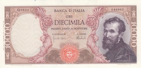 Italy, 10.000 Lire, 1962, UNC, p97a
Michaelangelo Portrait, Has Ink Stain
