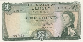 Jersey, 1 Pound, 1963, UNC(-), p8b
Queen Elizabeth II. Potrait