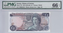 Jersey, 1 Pound, 1976-88, UNC, p11b
PMG 66 EPQ