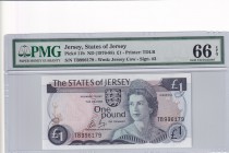 Jersey, 1 Pound, 1976/1988, UNC, p11b
PMG 66 EPQ . Queen Elizabeth II portrait