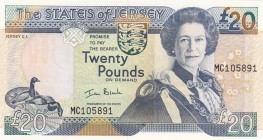 Jersey, 20 Pounds, 2000, UNC, p29a
Queen Elizabeth II. Potrait