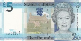 Jersey, 5 Pounds, 2010, UNC(-), p33
Queen Elizabeth II. Potrait