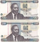 Kenya, 200 Shillings, 2010, AUNC, p49, (Total 2 banknotes)