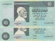 Libya, 10 Dinars, 1991, UNC, p61b, (Total 2 consecutive banknotes)