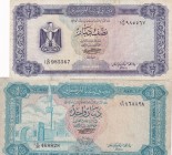 Libya, 1/2-1 Dinar, 1971/1972, FINE, p34; p35, (Total 2 banknotes)