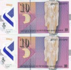 Macedonia, 10 Denari, 2018, UNC, p25, (Total 2 banknotes)