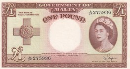 Malta, 1 Pound, 1954, UNC, p24b
Queen Elizabeth II. Potrait
