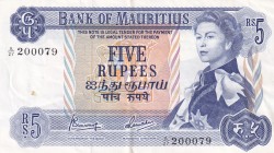 Mauritius, 5 Rupees, 1967, VF(+), p30c
Queen Elizabeth II. Potrait