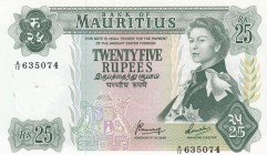 Mauritius, 25 Rupee, 1967, UNC, p32b
Stain on back