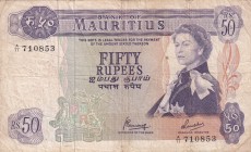 Mauritius, 50 Rupees, 1967, FINE, p33c
Queen Elizabeth II. Potrait