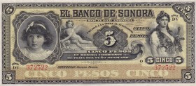 Mexico, 5 Pesos, 1897/1911, UNC, ps419
El Banco de Sonora