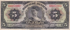Mexico, 5 Pesos, 1937, VF, p34a
Serie: M