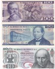 Mexico, 10-50-100 Pesos, UNC, (Total 3 banknotes)
10 Pesos, 1975, p63h; 50 Pesos, 1981, p73; 100 Pesos, 1982, p74c