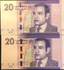 Morocco, 20 Dirhams, 2012, UNC, p74, (Total 2 consecutive banknotes)
