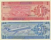Netherlands Antilles, 1 - 2 1/2 Gulden, 1970, UNC, p20a; p21a, (Total 2 banknotes)