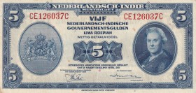 Netherlands Indies, 5 Gulden, 1943, VF, p113a