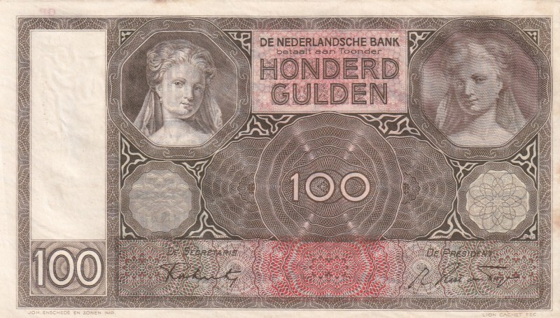 Netherlands, 100 Gulden, 1942, UNC, p51c
It has serial tracking number with the...