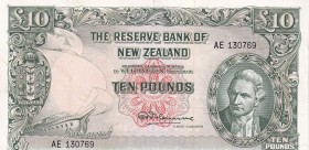 New Zealand, 10 Pounds, 1960/1967, XF(+), p161d