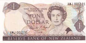 New Zealand, 1 Dollar, 1989, UNC, p169c
Sign: Brash, "AMJ" prefiks