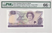 New Zealand, 2 Dollars, 1985-89, UNC, p170b
PMG 66 EPQ