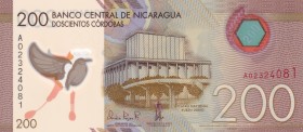 Nicaragua, 200 Cordobas, 2014, UNC, p213
Polymer plastics banknote